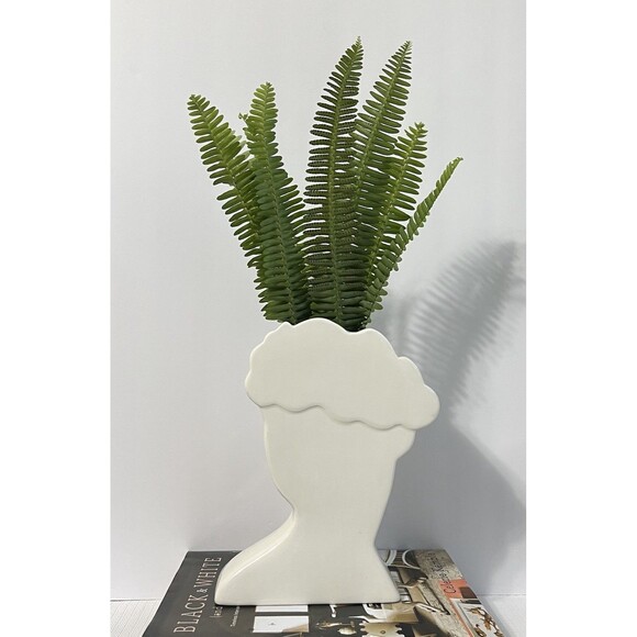 Elegant Head Ceramic Vase Planter Bridgerton Victorian Bust Black and White - Picture 16 of 17